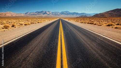 Endless Road Through Desert Landscape
