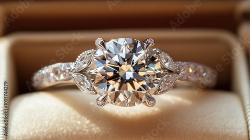 Elegant Silver Ring with Brilliant Round Diamond