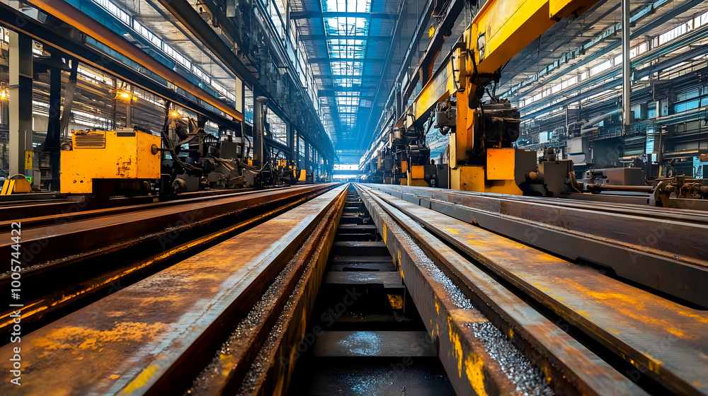 High Precision Steel Cutting in Industrial Factory High Precision Steel Cutting in Industrial Factory