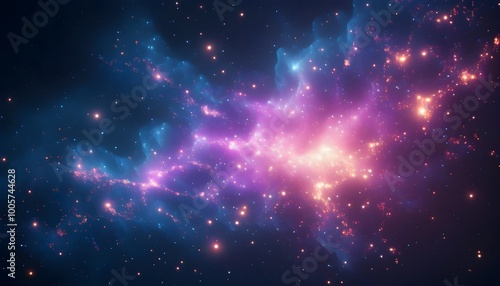 Mystical Cosmic Nebula in Vivid Purple and Pink Tones