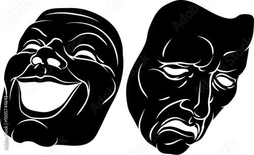 Theater or theatre drama comedy and tragedy masks illustration