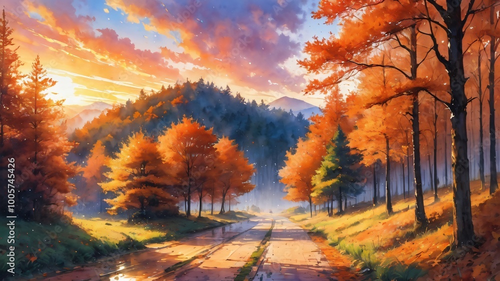anime autumn illustration background anime autumn illustration background