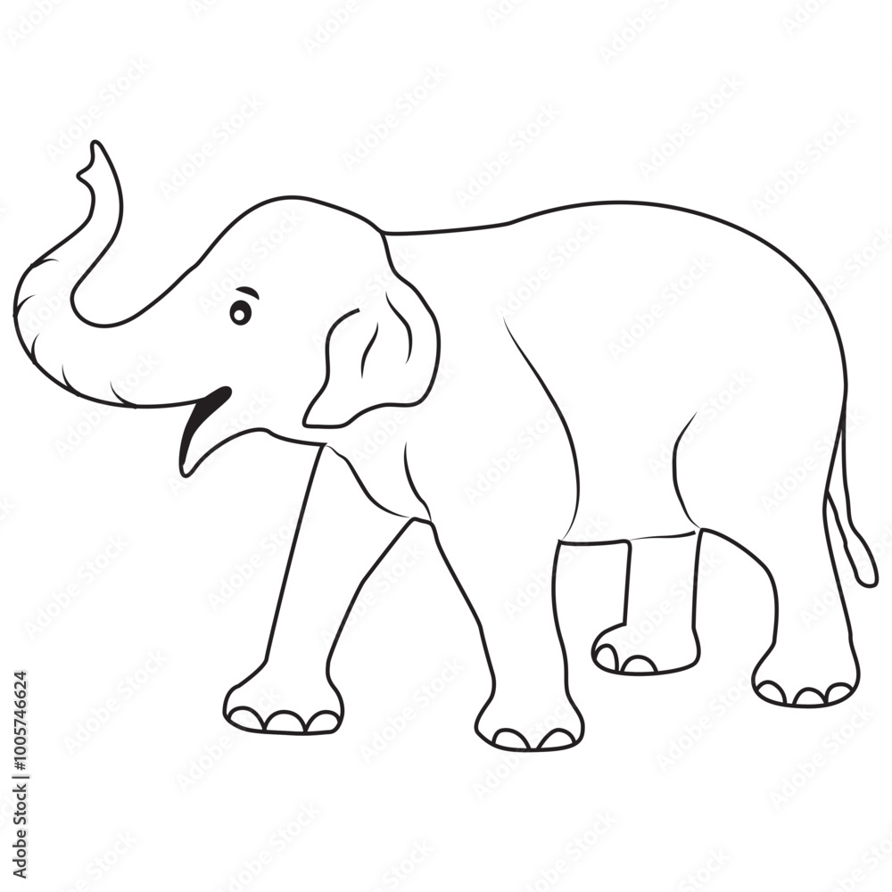 Fototapeta premium Elephant Animal Line Art Illustration