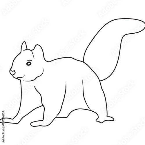 Squirrel Animal Line Art Illustration