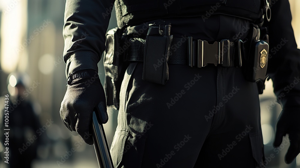 Close-up of a police officer in uniform. Close-up of a police officer in uniform.