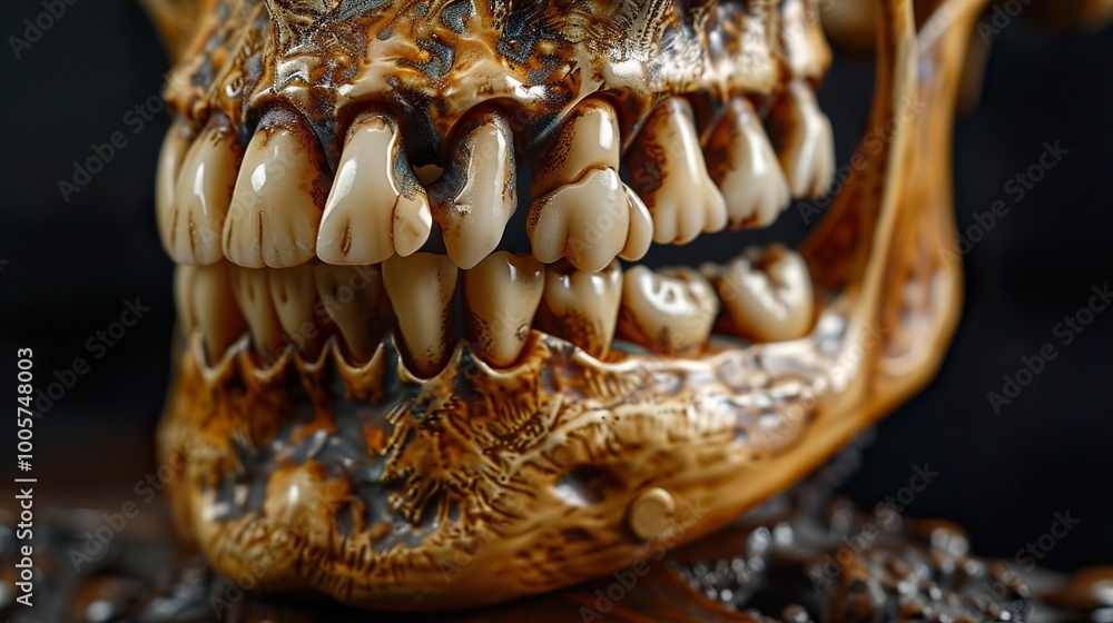 Close-up of an Intricately Carved Animal Skull Close-up of an Intricately Carved Animal Skull