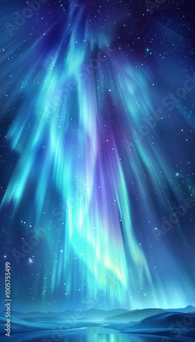 オーロラと星の見える空　Generative AI