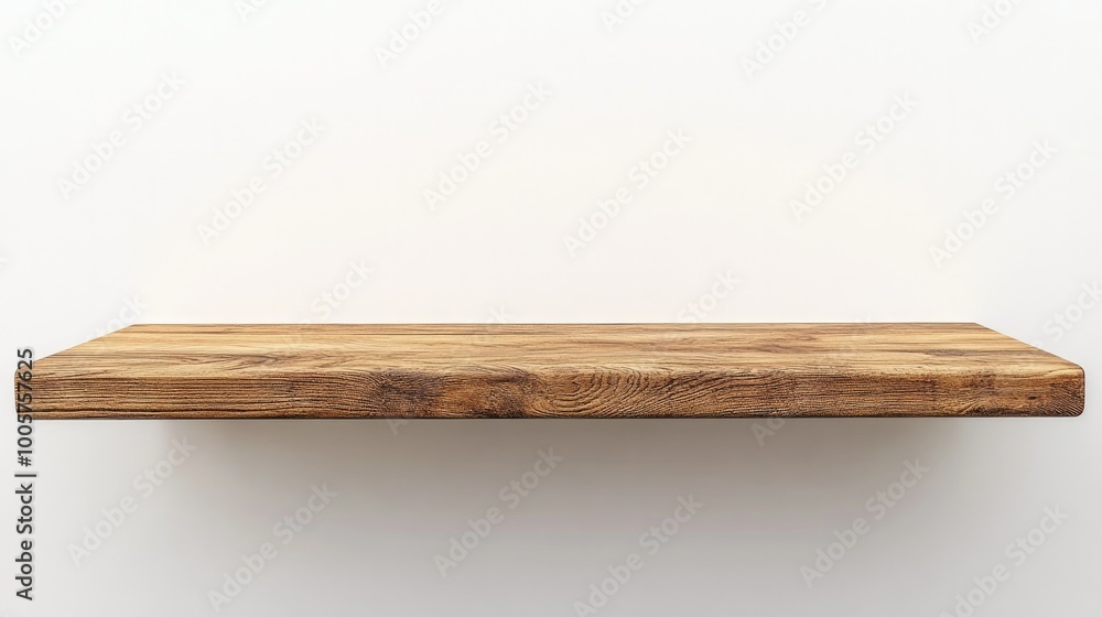 A mockup of a wooden shelf against a clean white background, designed to display decorative items or products, emphasizing simplicity and style. A mockup of a wooden shelf against a clean white background, designed to display decorative items or products, emphasizing simplicity and style.