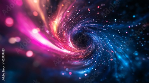 Vibrant cosmic vortex with swirling colors and stars