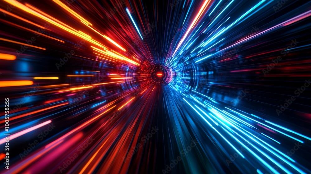 Dynamic light trails in a futuristic tunnel Dynamic light trails in a futuristic tunnel