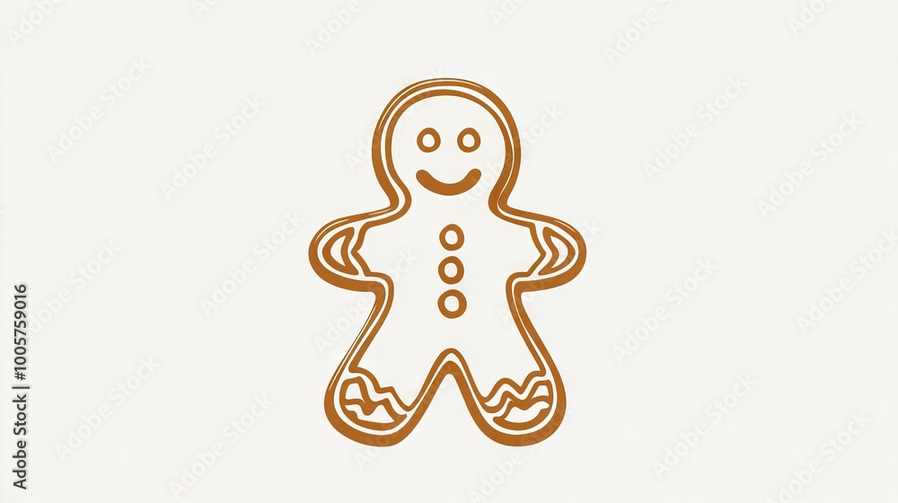 Simple line art of a gingerbread cookie with icing details. Simple line art of a gingerbread cookie with icing details.