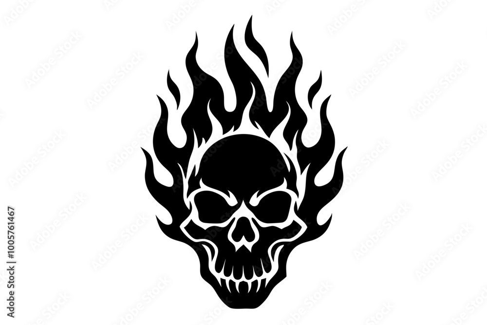 Fire skull icon, flaming skull silhouette vector Fire skull icon, flaming skull silhouette vector
