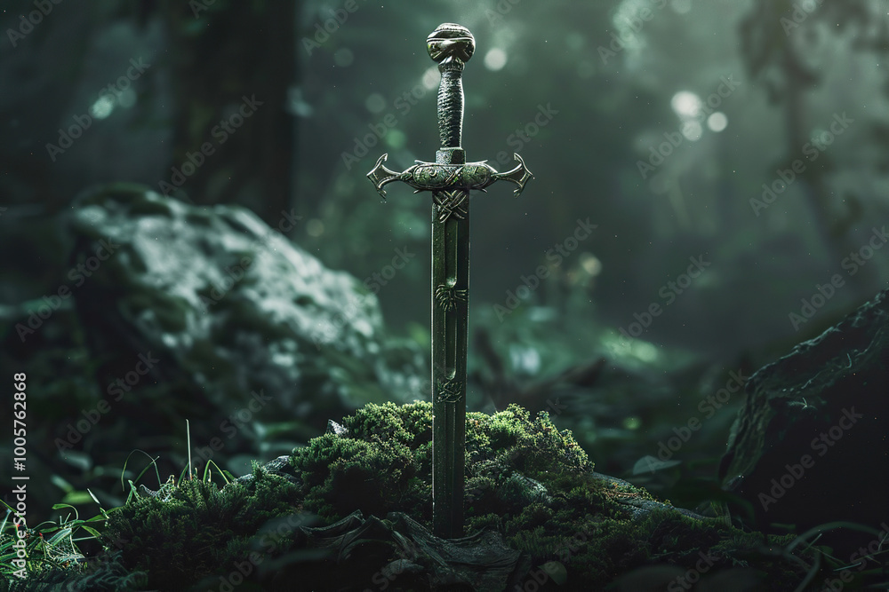 Naklejka premium A fantastic weapon royal sword with beautiful handle and blade