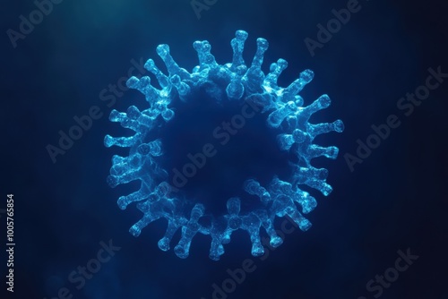 Coronavirus in dark abstract background with a blue color