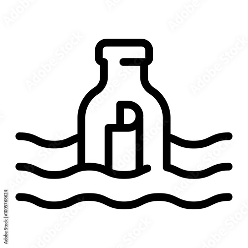 message in a bottle line icon