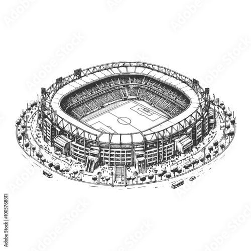 Hand Drawn Soccer Stadium Design