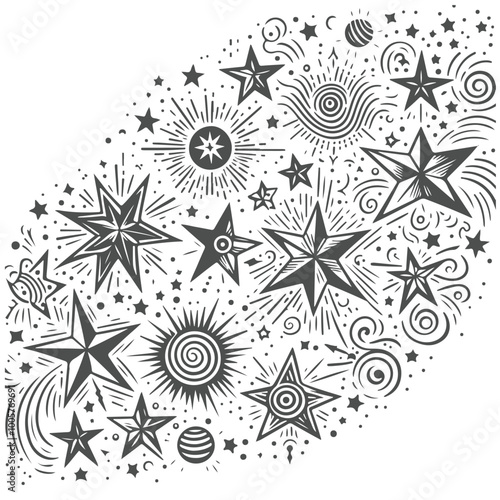 Cosmic Hand Drawn Star Designs