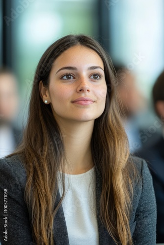  A Young Business Leader Participating In A Panel Discussion. They Are Sharing Their Insights With An Audience Eager  Generative AI 