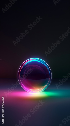 isolated ball with neon light, 3d modern background and wallpaper