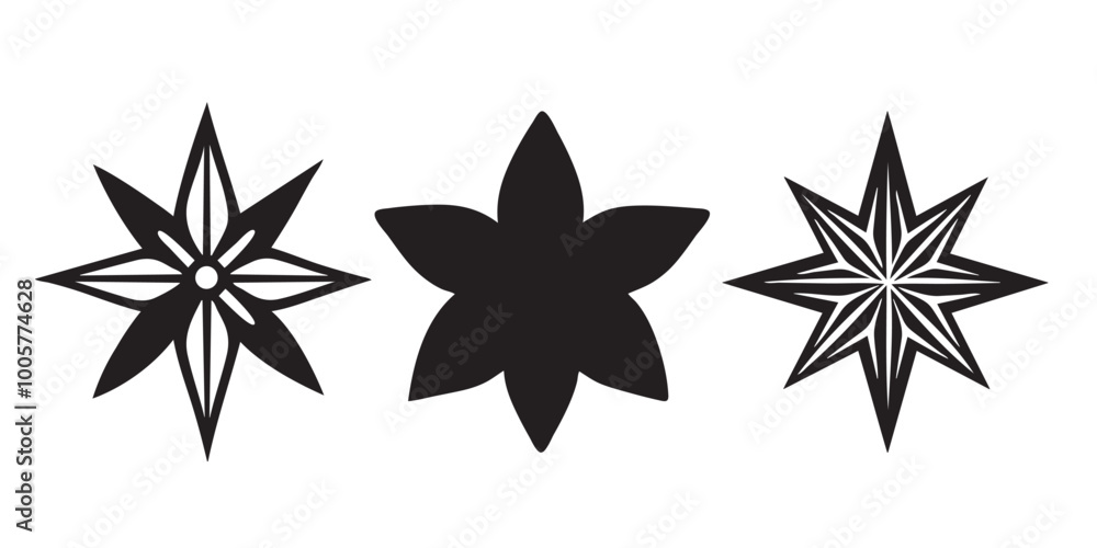 Obraz premium Christmas star silhouette for decoration icon set
