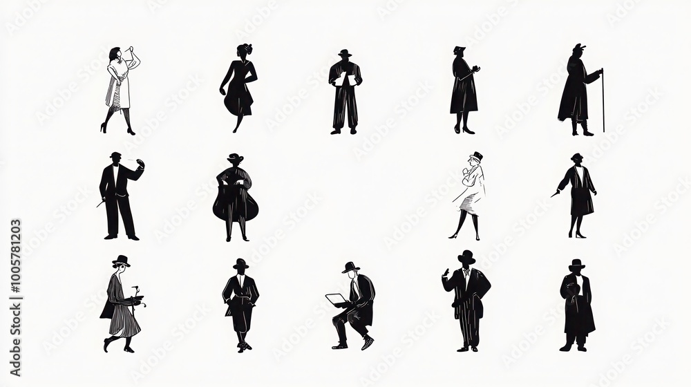 Some are tending to medieval crops, others are living in 1920s urban apartments or working in ancient trades. The body shapes and daily tasks vary, and a small symbol of a tool in the center adds an e Some are tending to medieval crops, others are living in 1920s urban apartments or working in ancient trades. The body shapes and daily tasks vary, and a small symbol of a tool in the center adds an e