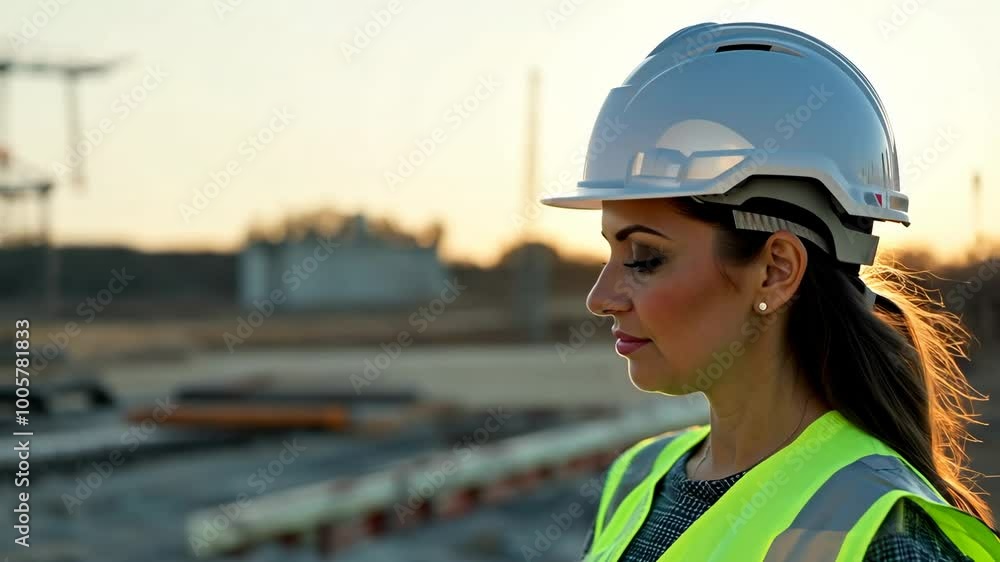 Caucasian female supervisor with clipboard on construction site. Learn about the daily tasks of a construction site supervisor. Caucasian female supervisor with clipboard on construction site. Learn about the daily tasks of a construction site supervisor.