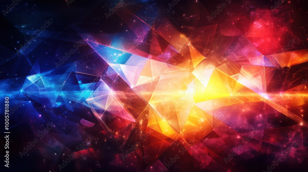 Vibrant abstract background featuring colorful geometric shapes and light effects, creating dynamic and energetic atmosphere. Perfect for digital art and design projects Vibrant abstract background featuring colorful geometric shapes and light effects, creating dynamic and energetic atmosphere. Perfect for digital art and design projects
