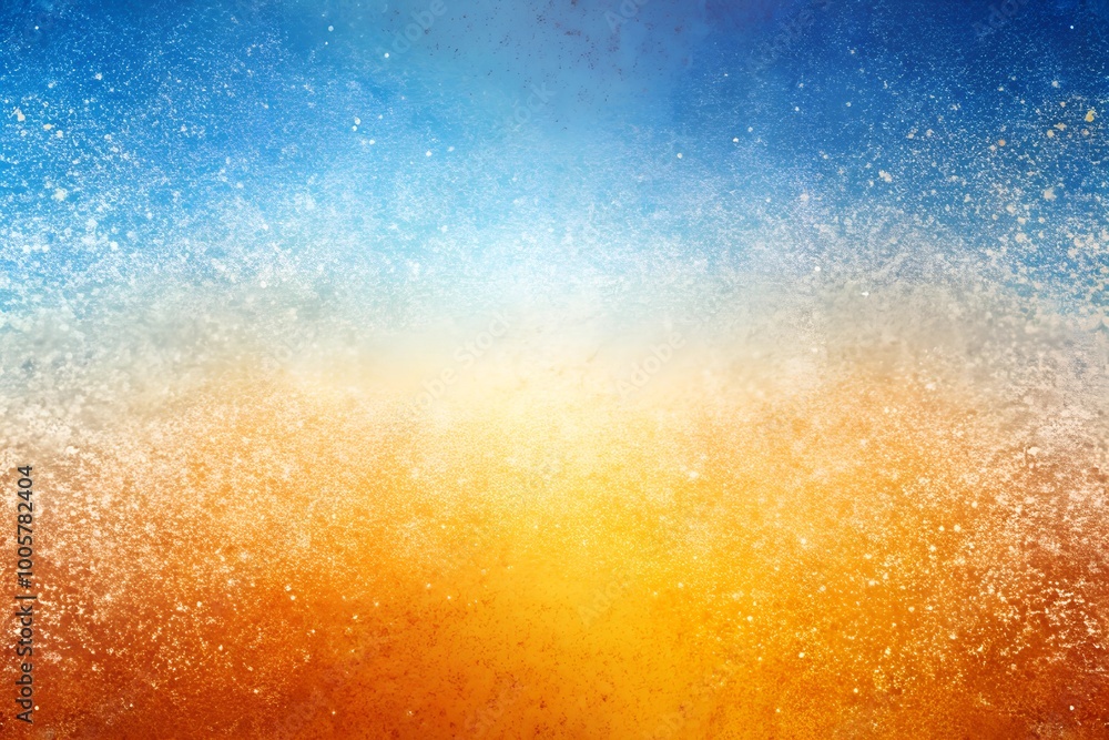 The noise effect creates a vibrant design backdrop with copy space, created by an abstract color gradient background with a grainy texture in orange, blue, yellow, and white