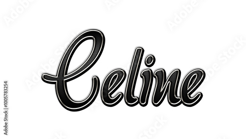 black metal 3d design of name Celine on white background. photo