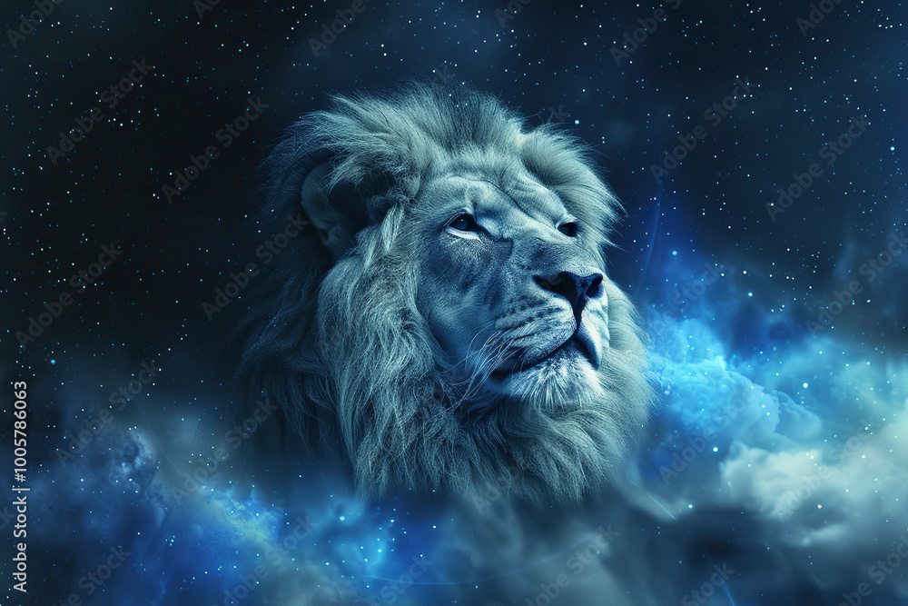 Naklejka premium Astrological composition with concept of Leo zodiac sign symbol