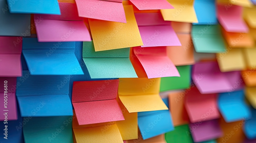 Colorful sticky notes on a wall. A vibrant backdrop for business, organization, and creativity. Colorful sticky notes on a wall. A vibrant backdrop for business, organization, and creativity.