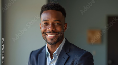 Professional Portrait of Confident Black Business Leader in Modern Setting