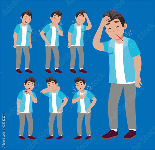 Sick people with different symptoms