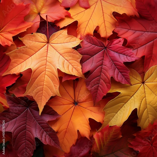 Wallpaper Mural A vibrant collection of red maple leaves showcasing the rich colors of autumn Torontodigital.ca