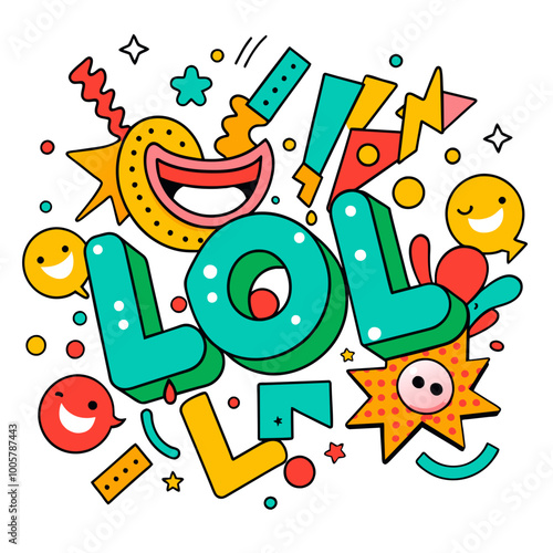 colorful vector groovy style lol text 