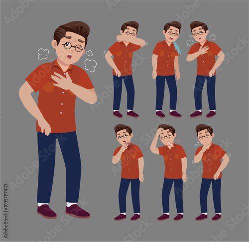 Sick people with different symptoms
