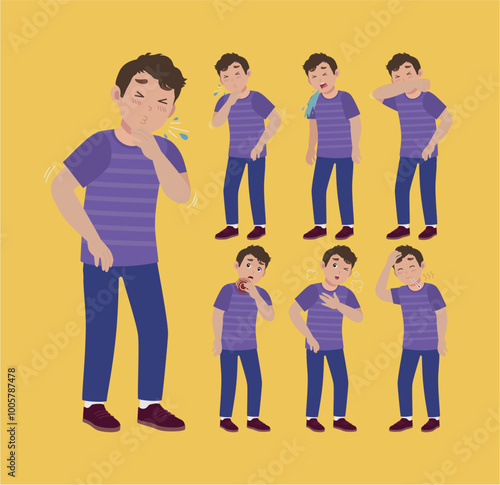Sick people with different symptoms