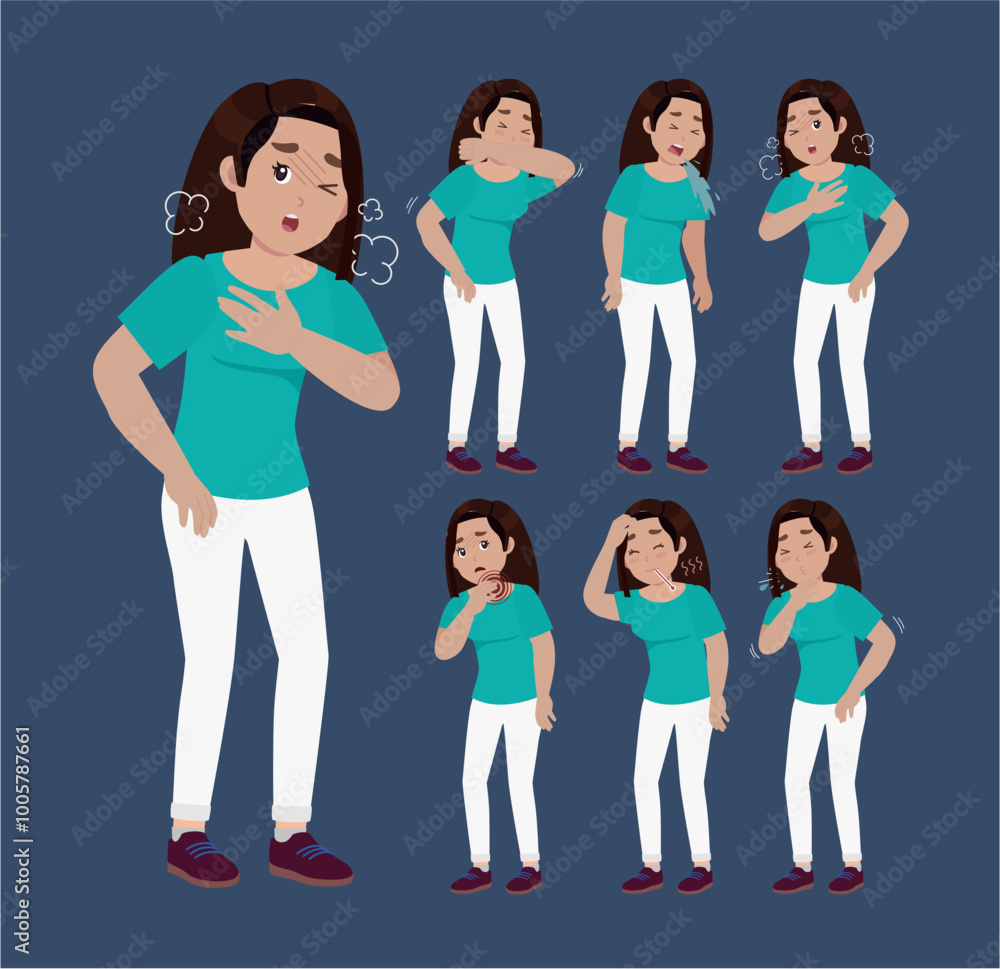 Fototapeta premium Sick people with different symptoms