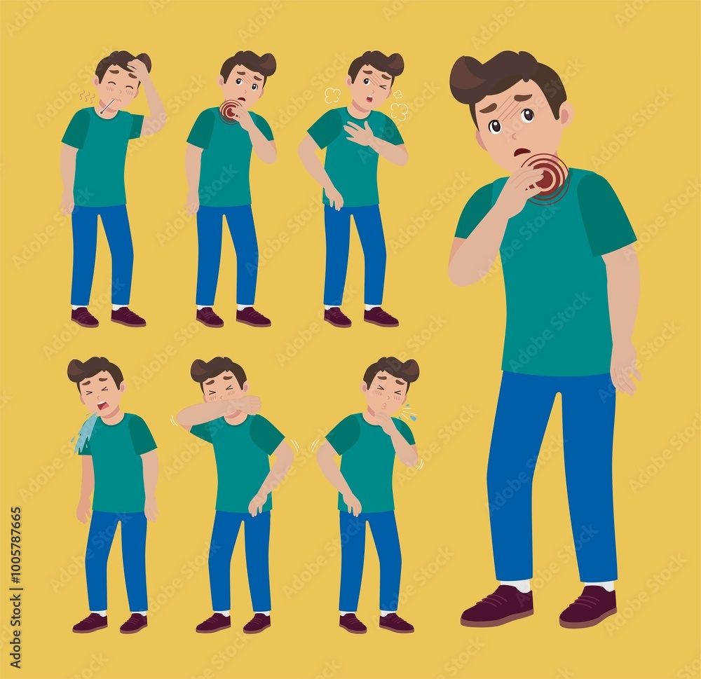 Fototapeta premium Sick people with different symptoms