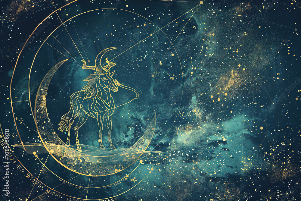 Astrological composition with concept of Horse zodiac sign symbol Astrological composition with concept of Horse zodiac sign symbol