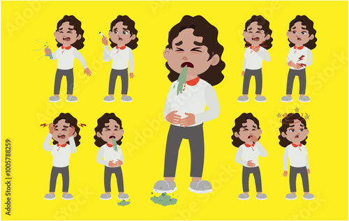 Sick people with different symptoms
