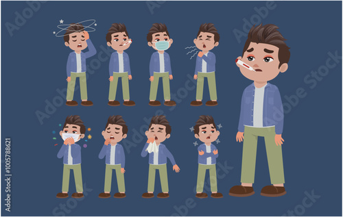 Sick people with different symptoms