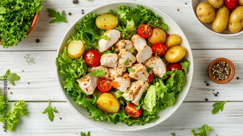 grilled chicken with vegetables on a plate. healthy food salad grilled chicken with vegetables on a plate. healthy food salad