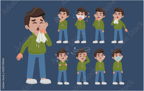 Sick people with different symptoms