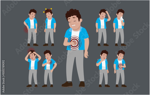 Sick people with different symptoms