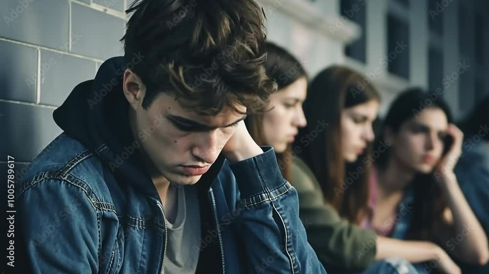 Emotional impact: visualizing the social challenge of adolescent bullying, capturing the isolation and distress experienced by victims in various settings Emotional impact: visualizing the social challenge of adolescent bullying, capturing the isolation and distress experienced by victims in various settings