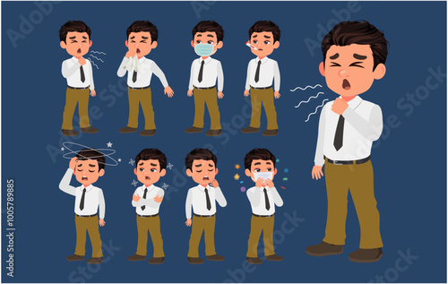 Sick people with different symptoms