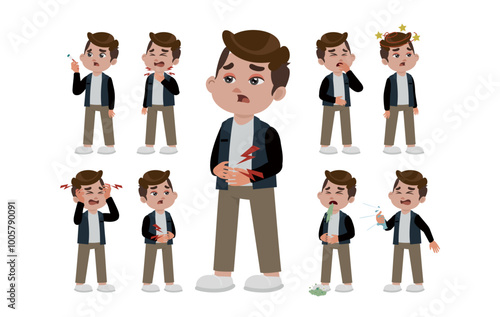 Sick people with different symptoms