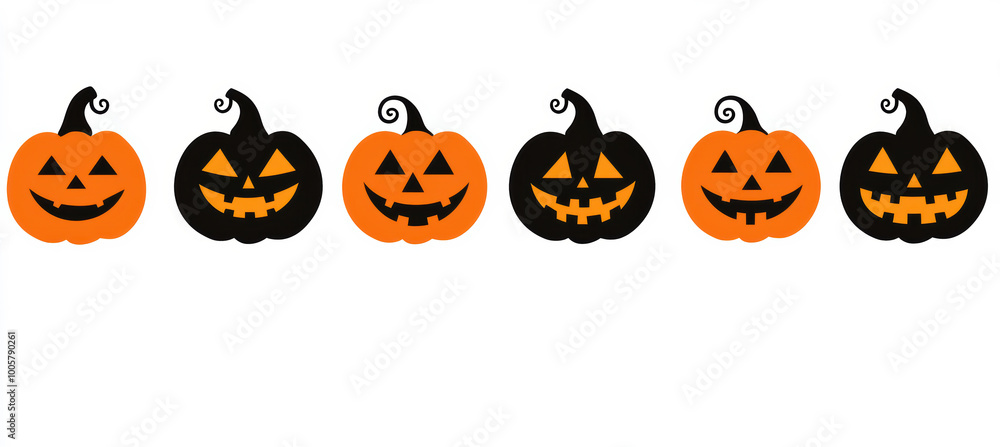 Spooky Jack-o'-Lanterns on White Background Spooky Jack-o'-Lanterns on White Background