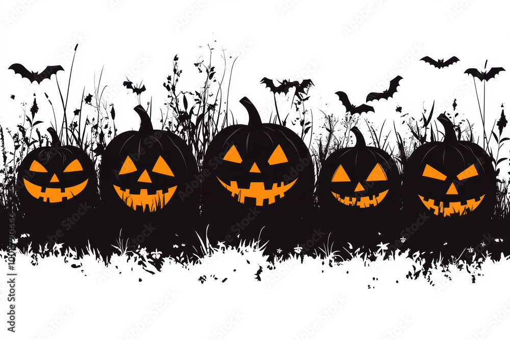 Halloween Pumpkins Banner Design with Copy Space Halloween Pumpkins Banner Design with Copy Space
